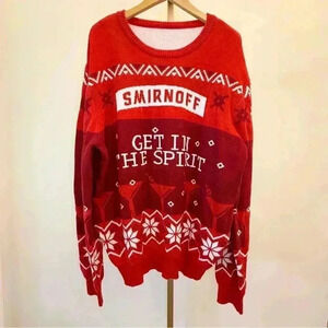 Smirnoff "Get In The Spirit" Ugly Christmas Men’s Sweater Red XL
